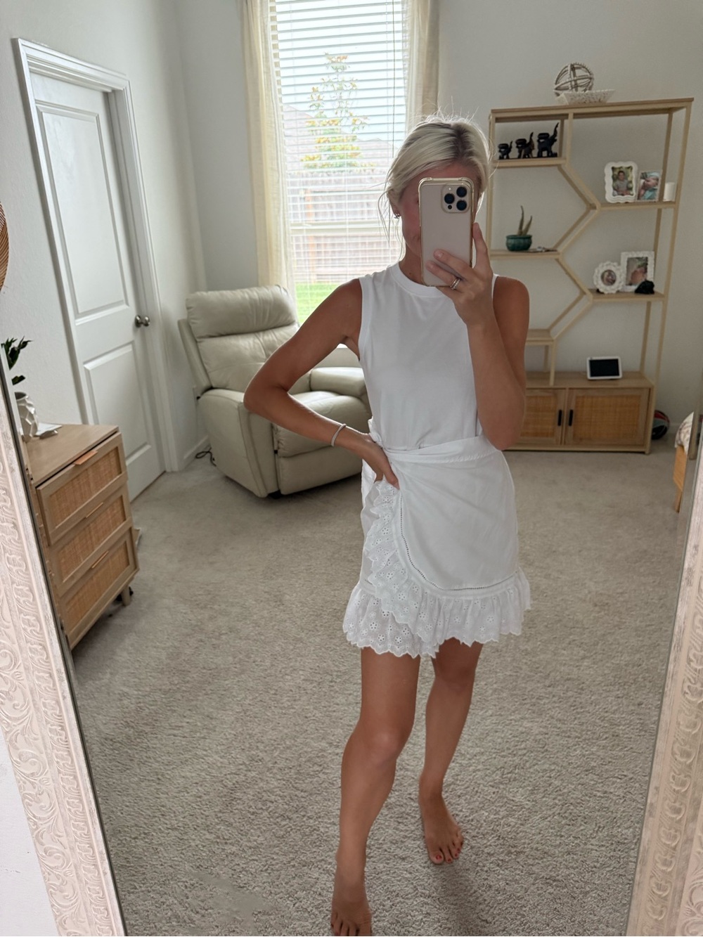 Cinq a sept white Mazie eyelet wrap dress